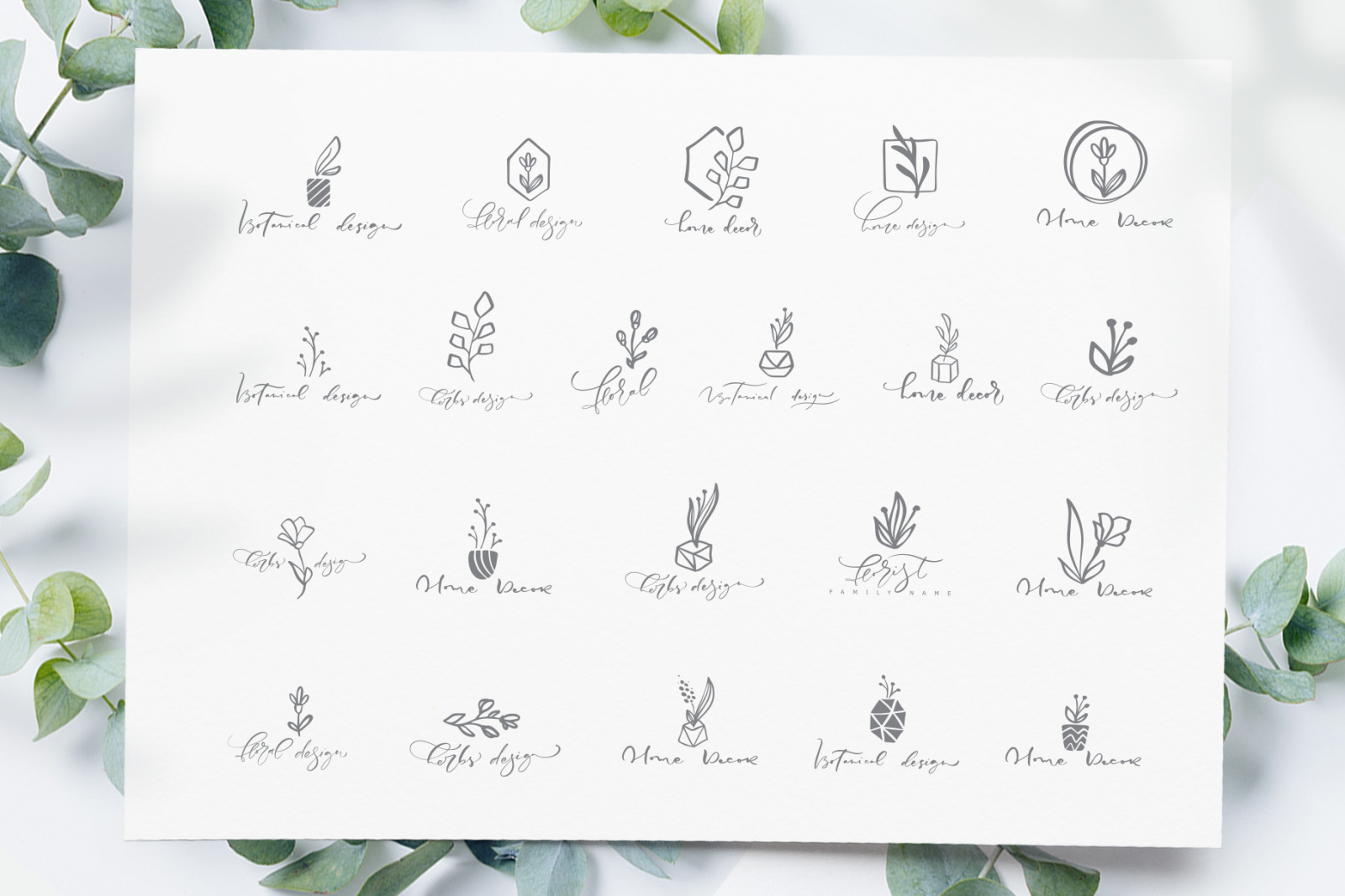 Download Botanical Floral Logos Svg In Logo Templates On Yellow Images Creative Store