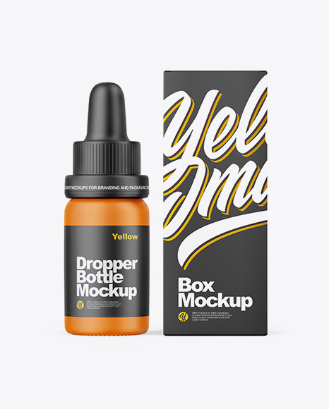 Matte Dropper Bottle W Paper Box Mockup In Bottle Mockups On Yellow Images Object Mockups