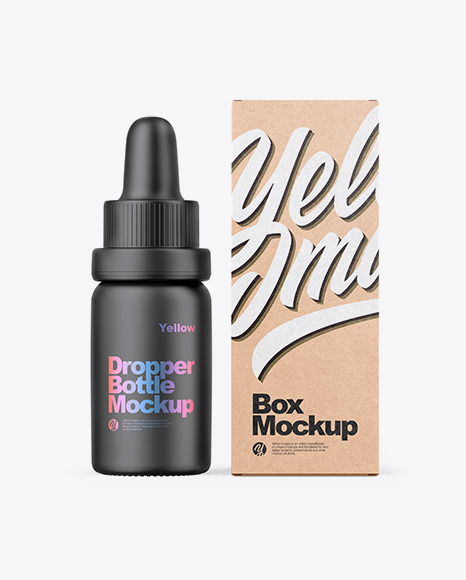 Matte Dropper Bottle W  Kraft Box Mockup PSD #1