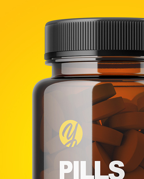 Amber Pills Bottle Mockup PSD #1