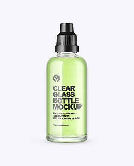 Clear Glass Bottle Mockup PSD #2