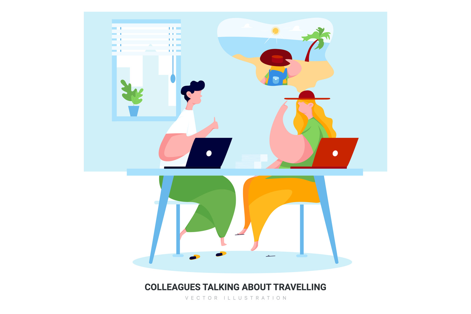 Download Free Business Vector Scenes In Illustrations On Yellow Images Creative PSD Mockup Template