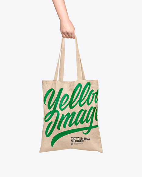 Cotton Bag In A Hand Mockup In Apparel Mockups On Yellow Images Object Mockups