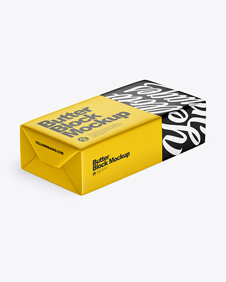 Matte Metallic Butter Block Mockup In Packaging Mockups On Yellow Images Object Mockups