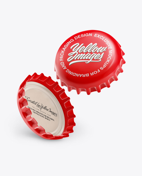 Two Matte Bottle Caps Mockup In Bottle Mockups On Yellow Images Object Mockups