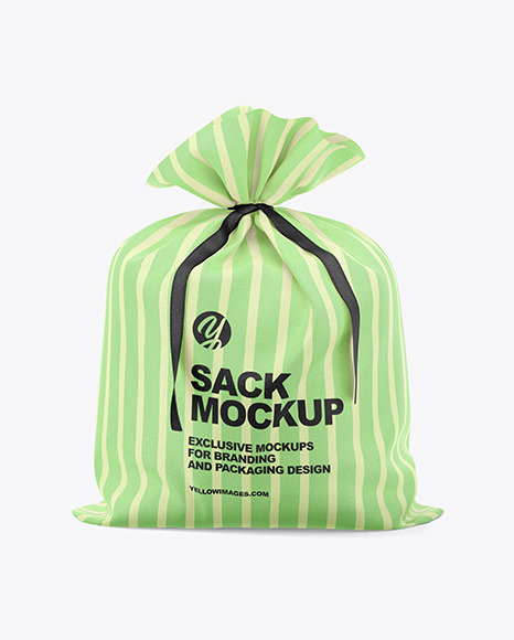 Download Fabric Sack Mockup Front View In Bag Sack Mockups On Yellow Images Object Mockups PSD Mockup Templates