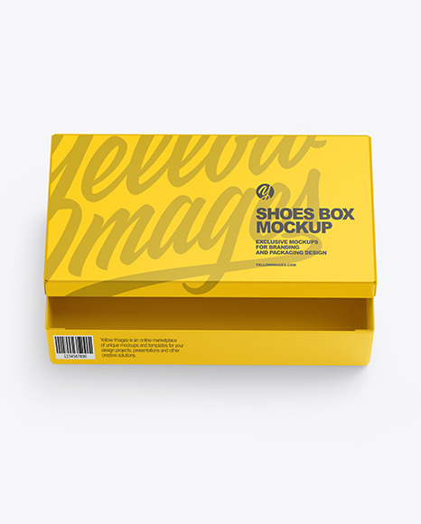 Matte Shoes Box Mockup In Box Mockups On Yellow Images Object Mockups