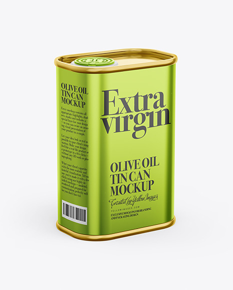 Download Metallic Olive Oil Tin Can Mockup In Can Mockups On Yellow Images Object Mockups PSD Mockup Templates