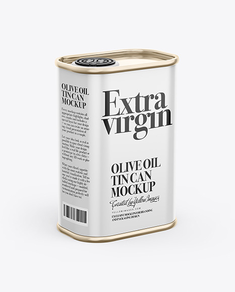 Glossy Olive Oil Tin Can Mockup