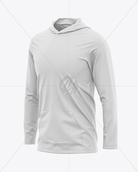 Men S Lightweight Kangaroo Pocket Hoodie T Shirt Front Half Side View In Apparel Mockups On Yellow Images Object Mockups