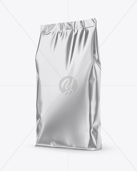 Download Metallic Stand Up Bag Mockup Front View In Bag Sack Mockups On Yellow Images Object Mockups