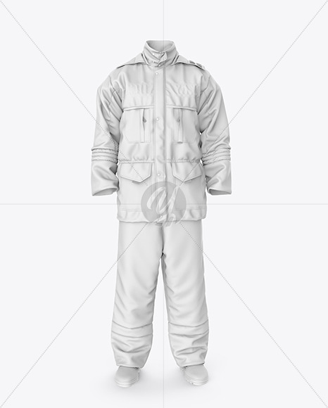 Download Winter Insulated Coveralls Mockup Front View In Apparel Mockups On Yellow Images Object Mockups