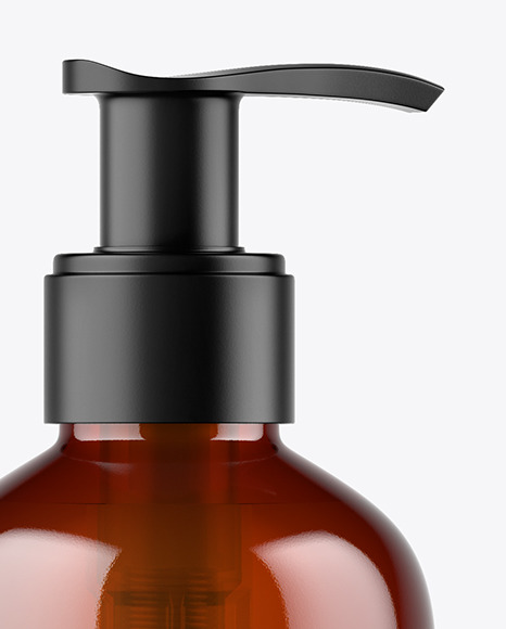 Amber Liquid Soap Bottle with Pump Mockup PSD #1