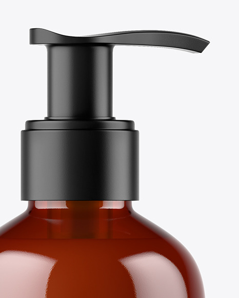 Amber Liquid Soap Bottle with Pump Mockup PSD #1