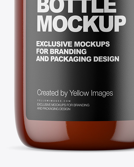 Amber Liquid Soap Bottle with Pump Mockup PSD #6