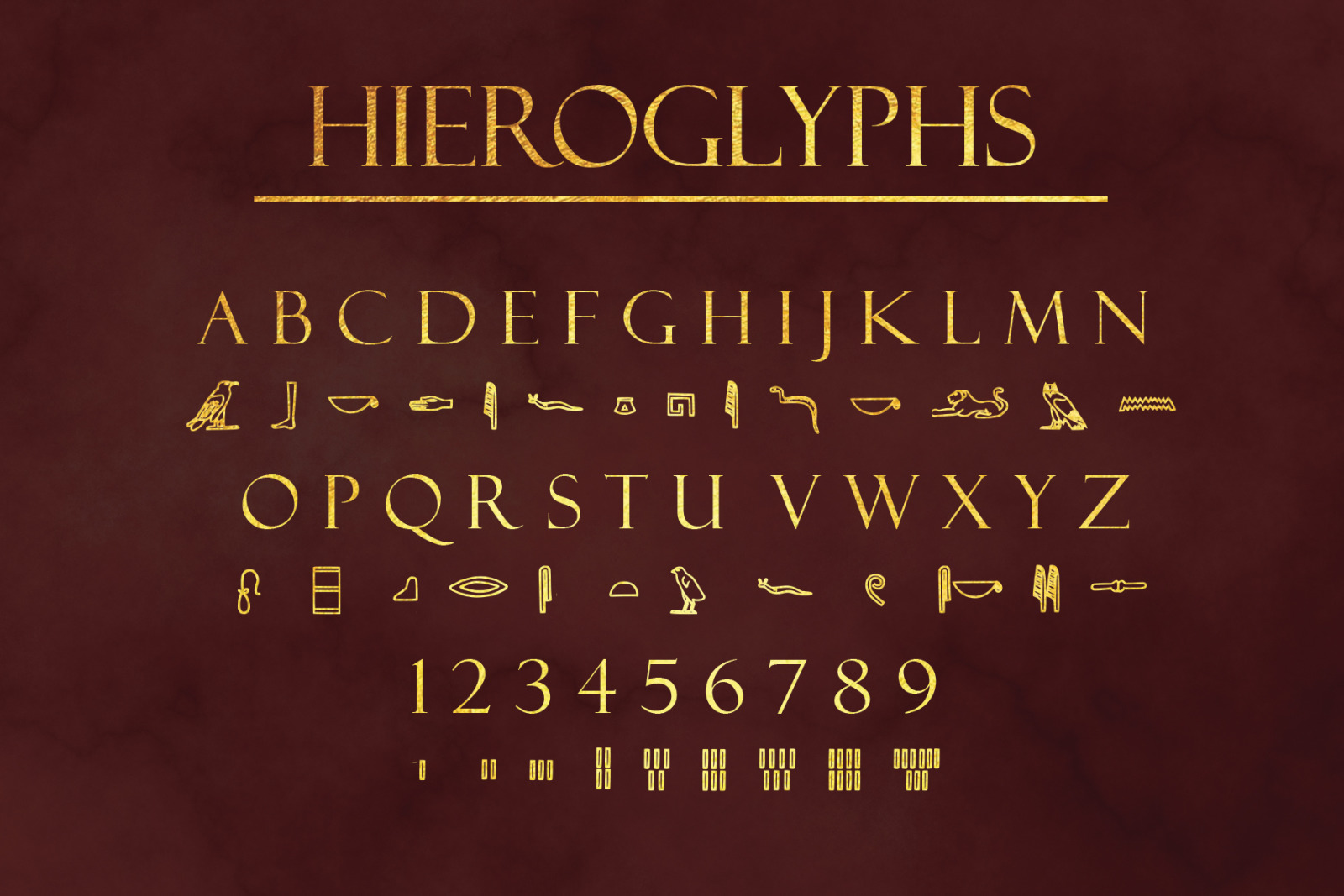 Ancient Languages Typeface Bundle on Yellow Images Creative Store