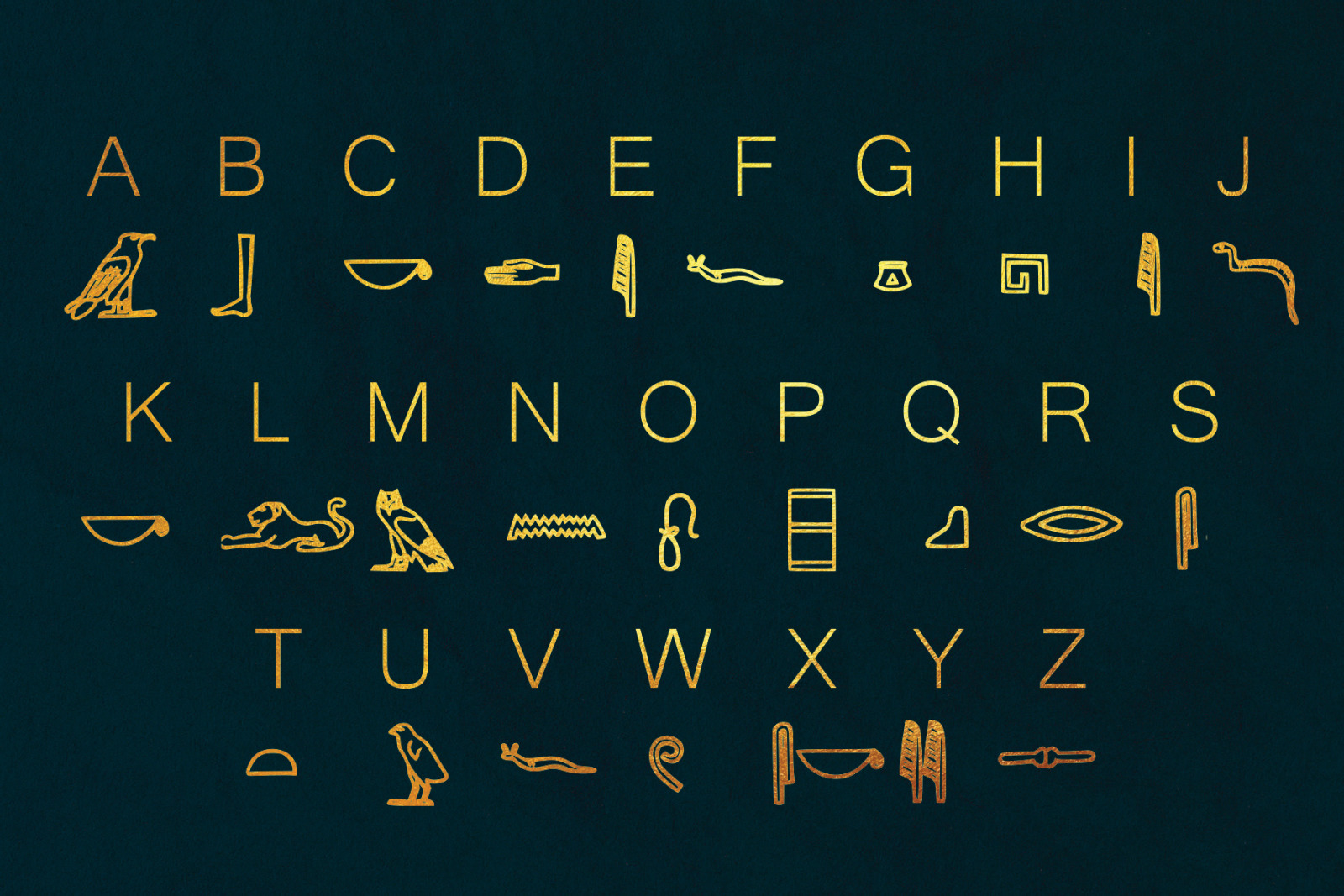 Egyptian Hieroglyph Typeface on Yellow Images Creative Store