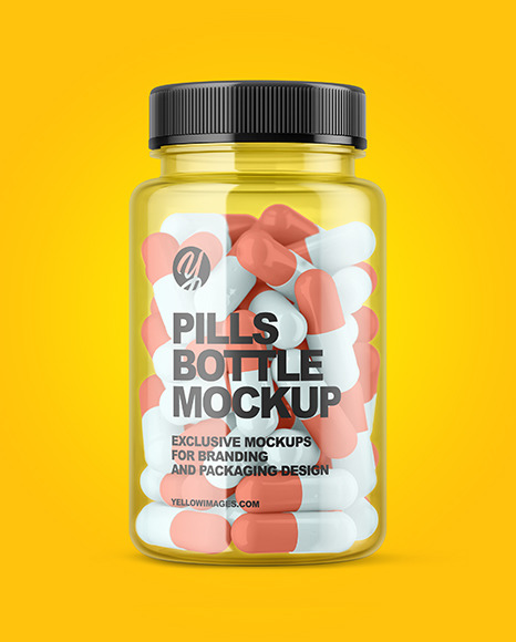 Download Clear Pills Bottle Mockup In Bottle Mockups On Yellow Images Object Mockups Yellowimages Mockups