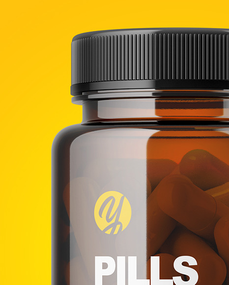 Amber Pills Bottle Mockup PSD #1