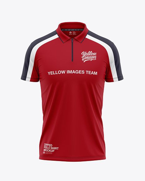 Download Men's Zip Neck Polo Shirts Mockup - Front View in Apparel Mockups on Yellow Images Object Mockups