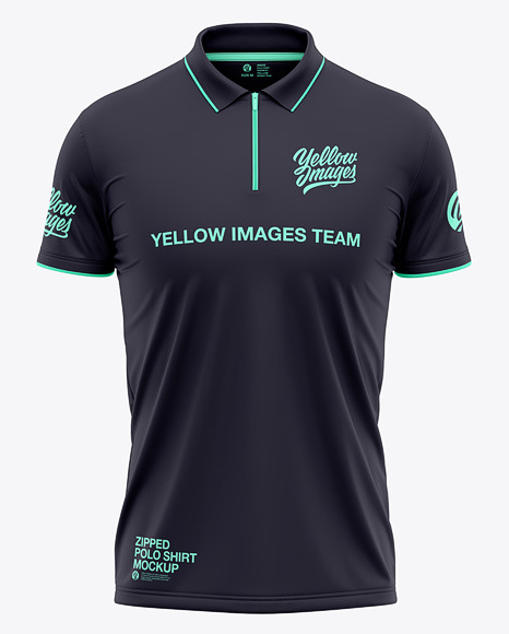 Download Men's Zip Neck Polo Shirts Mockup - Front View in Apparel Mockups on Yellow Images Object Mockups