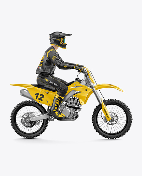 Motocross Racing Kit Mockup In Vehicle Mockups On Yellow Images Object Mockups