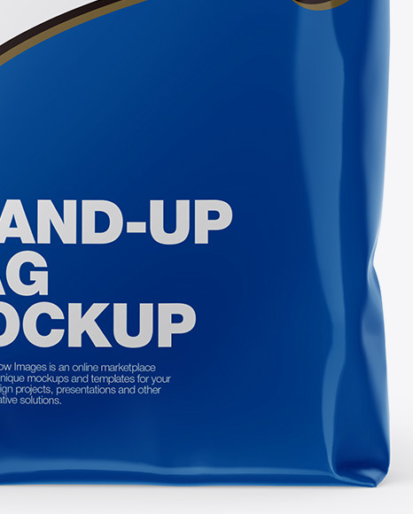 Download Glossy Stand Up Bag Mockup Front View In Bag Sack Mockups On Yellow Images Object Mockups PSD Mockup Templates