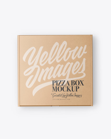 Download Closed Kraft Pizza Box Mockup In Box Mockups On Yellow Images Object Mockups