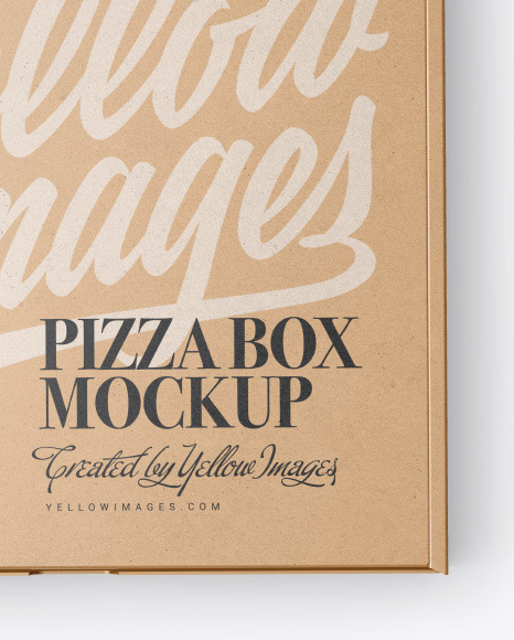 Closed Kraft Pizza Box Mockup In Box Mockups On Yellow Images Object Mockups