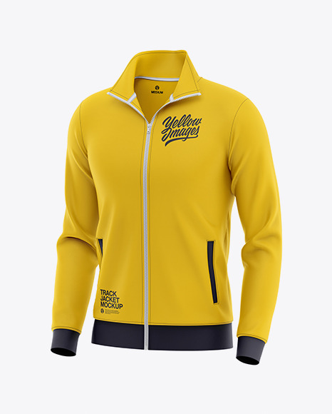 Download Men's Long Sleeve Track Jacket Mockup in Apparel Mockups on Yellow Images Object Mockups