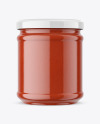 Clear Glass Jar with Tomato Sauce Mockup
