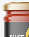 Clear Glass Jar with Tomato Sauce Mockup