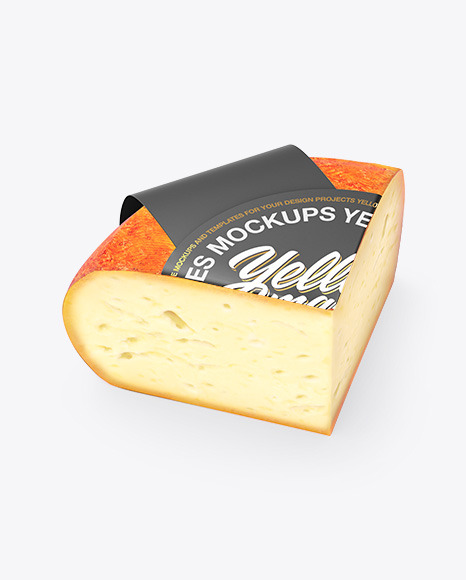 Download Quarter Of Red Cheese Mockup In Packaging Mockups On Yellow Images Object Mockups PSD Mockup Templates