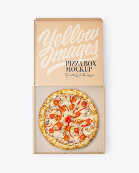 Download Opened Kraft Pizza Box Mockup In Object Mockups On Yellow Images Object Mockups PSD Mockup Templates