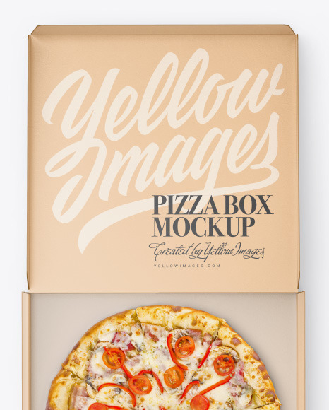 Download Opened Kraft Pizza Box Mockup In Object Mockups On Yellow Images Object Mockups PSD Mockup Templates