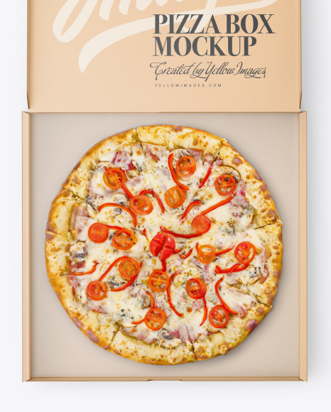 Download Opened Kraft Pizza Box Mockup In Object Mockups On Yellow Images Object Mockups PSD Mockup Templates