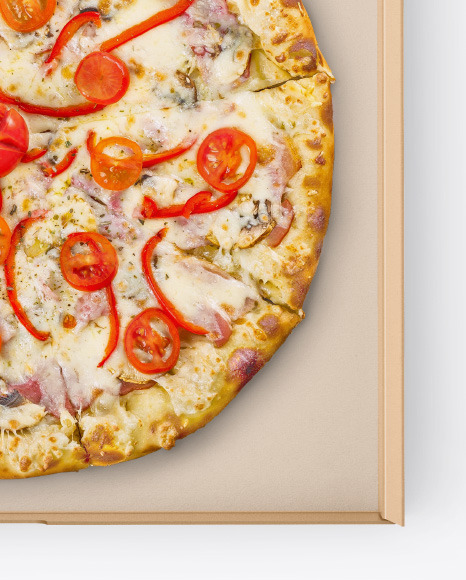 Opened Kraft Pizza Box Mockup In Object Mockups On Yellow Images Object Mockups