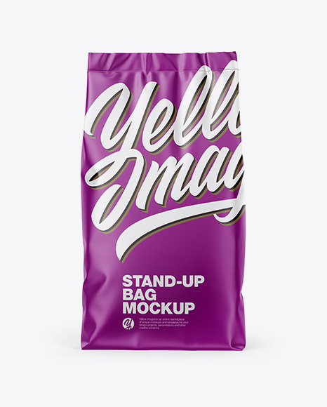 Download Matte Stand Up Bag Mockup Front View In Bag Sack Mockups On Yellow Images Object Mockups