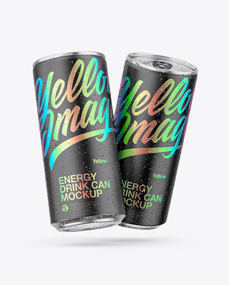 Two Metallic Cans W/ Matte Finish Mockup