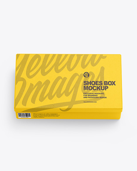 Download Kraft Shoes Box Mockup In Box Mockups On Yellow Images Object Mockups PSD Mockup Templates