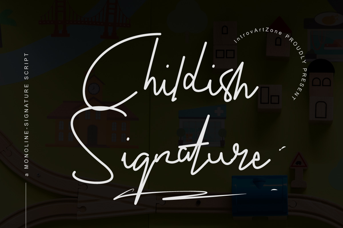 Childish Signature In Fonts On Yellow Images Creative Store