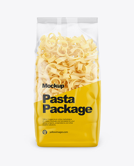 Download Tagliatelle Pasta Mockup Front View In Bag Sack Mockups On Yellow Images Object Mockups PSD Mockup Templates