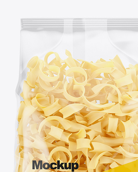 Tagliatelle Pasta Mockup Front View In Bag Sack Mockups On Yellow Images Object Mockups