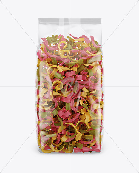 Download Tagliatelle Pasta Mockup Front View In Bag Sack Mockups On Yellow Images Object Mockups