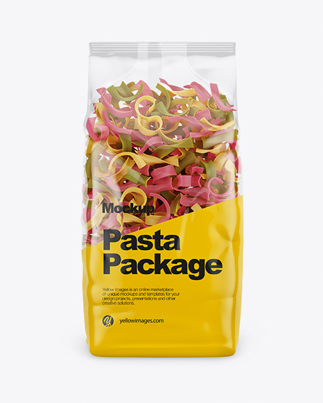 Tagliatelle Color Pasta Mockup Front View In Bag Sack Mockups On Yellow Images Object Mockups