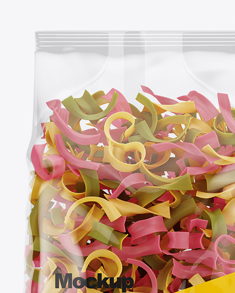 Download Tagliatelle Color Pasta Mockup Front View In Bag Sack Mockups On Yellow Images Object Mockups PSD Mockup Templates