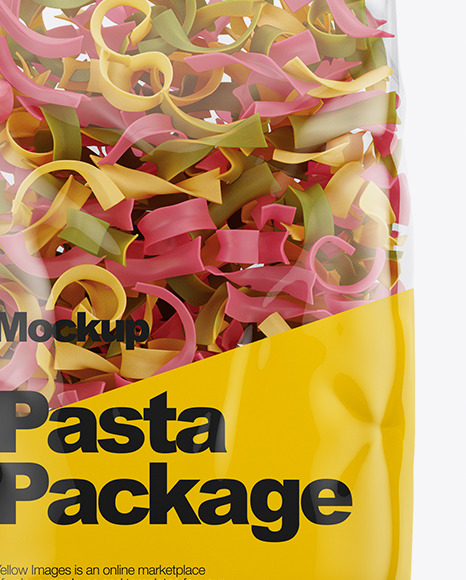 Download Tagliatelle Color Pasta Mockup Front View In Bag Sack Mockups On Yellow Images Object Mockups Yellowimages Mockups