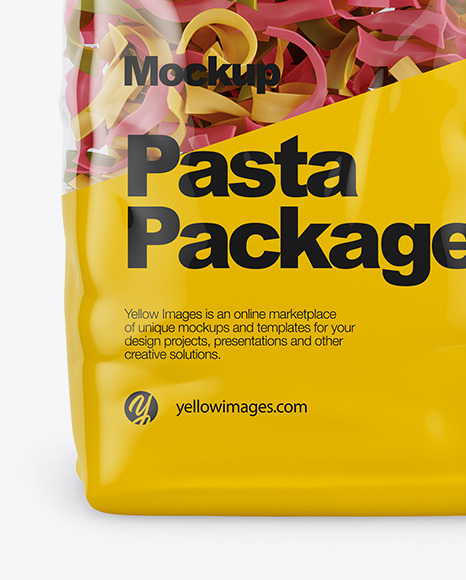 Tagliatelle Color Pasta Mockup Front View In Bag Sack Mockups On Yellow Images Object Mockups