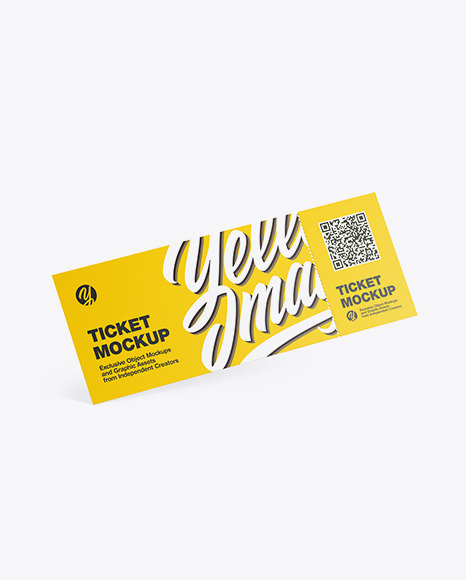 Ticket Mockup In Stationery Mockups On Yellow Images Object Mockups