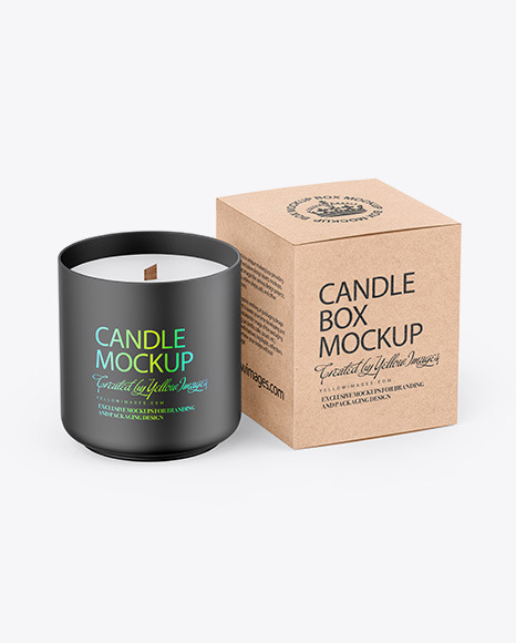 Download Candle W Kraft Box Mockup In Packaging Mockups On Yellow Images Object Mockups